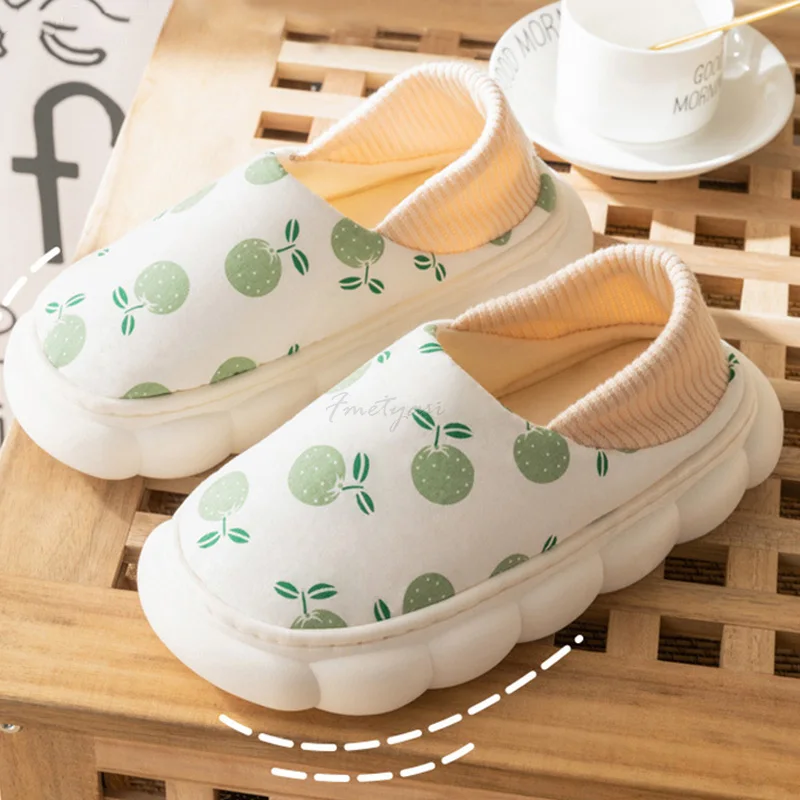 Lovely Fruit Printed Indoor Slippers for Women Platform Shoes House EVA Non-Slip Home Slippers Women Thick Sole Shoes Bedroom
