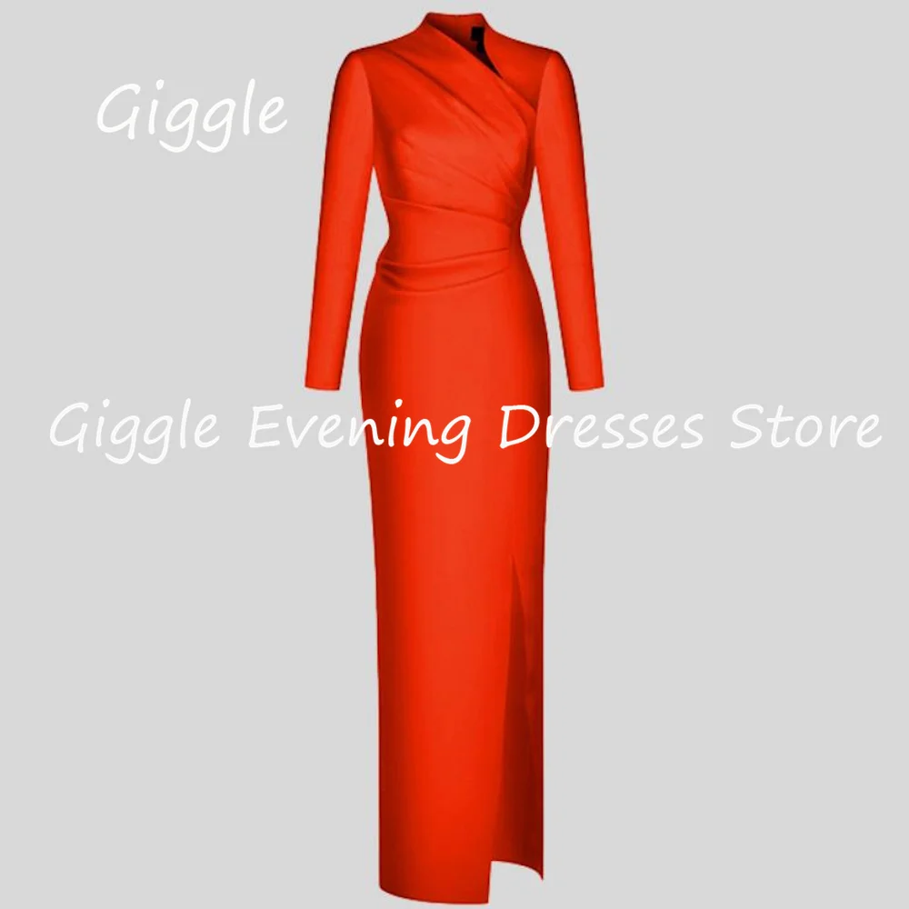 

Женское атласное платье-Русалка Giggle, официальное платье в арабском стиле с круглым вырезом и оборками, длиной до щиколотки, вечернее платье для вечеринки в саудовском стиле, 2023