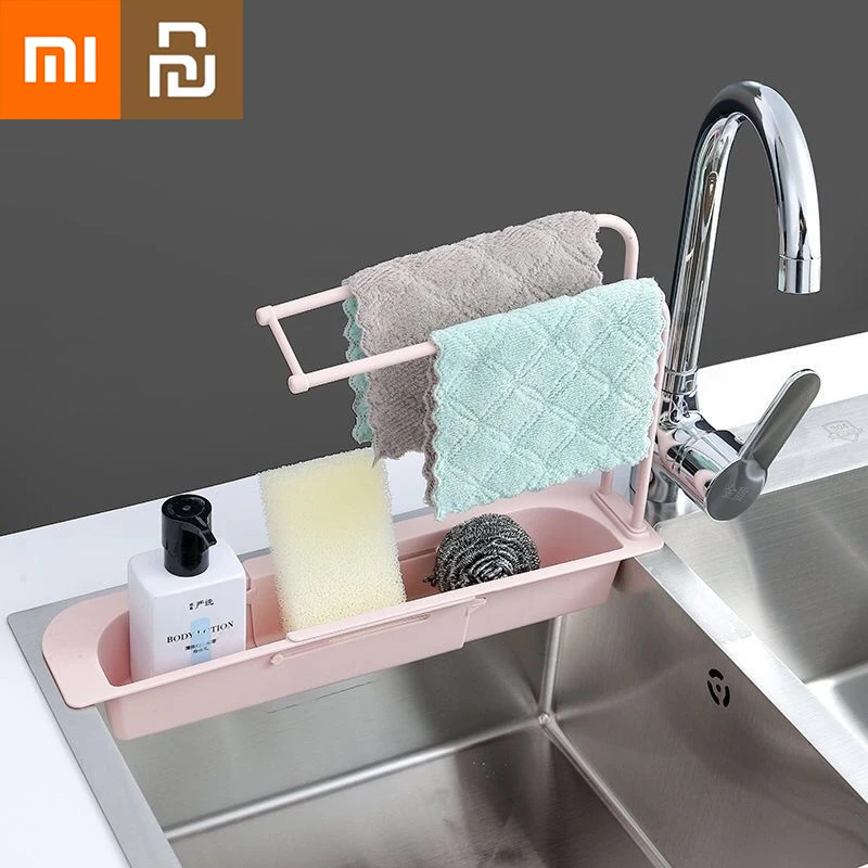 

NEW2022 Xiaomi Youpin Sink Dishwashing Rag Spoon Sponge Chopsticks Water Filter Shelf Retractable Sink Storage Rack Drain