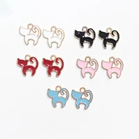 10pcslot cute enamel cat charms drop oil animal alloy pendants for diy earring bracelet keychain jewelry making supplies