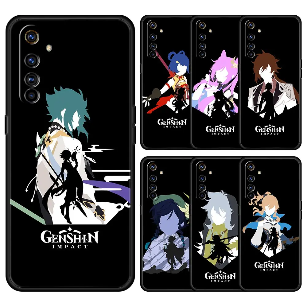 

Чехол Genshin Impact Logo Для Realme 9, мягкая задняя крышка для Realme 9, 8, 7, 6, GT2 Pro Plus, чехол для телефона s 5G 8i, 9i, C3, C21, C11, C25, чехол