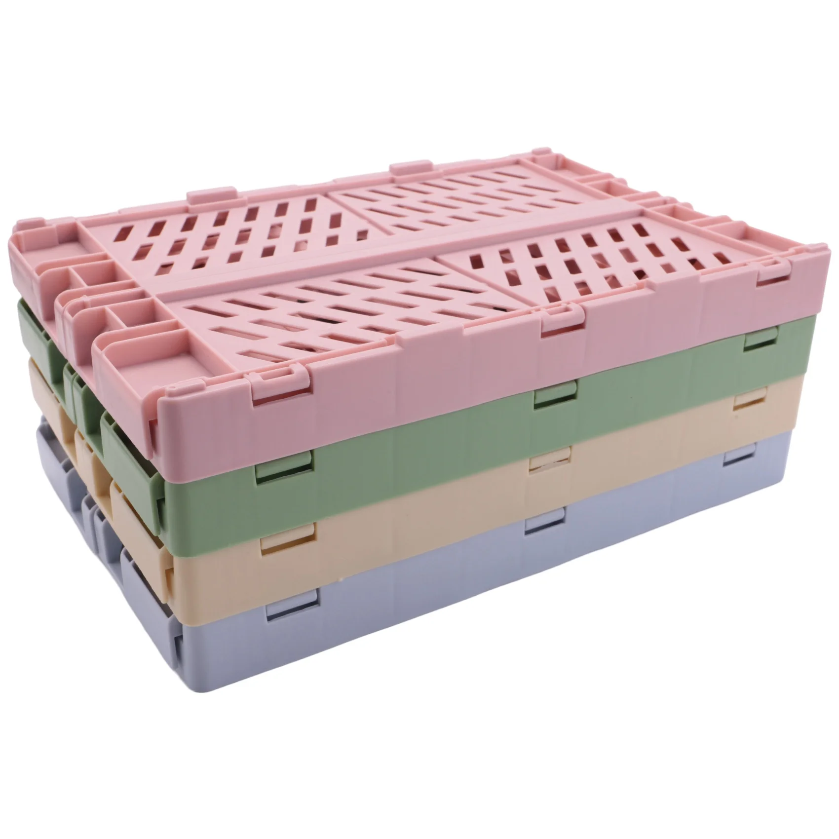 

4Pcs Collapsible Basket Folding Storage Box Crate Plastic Container Durable Transportable Foldable Basket Random Colours