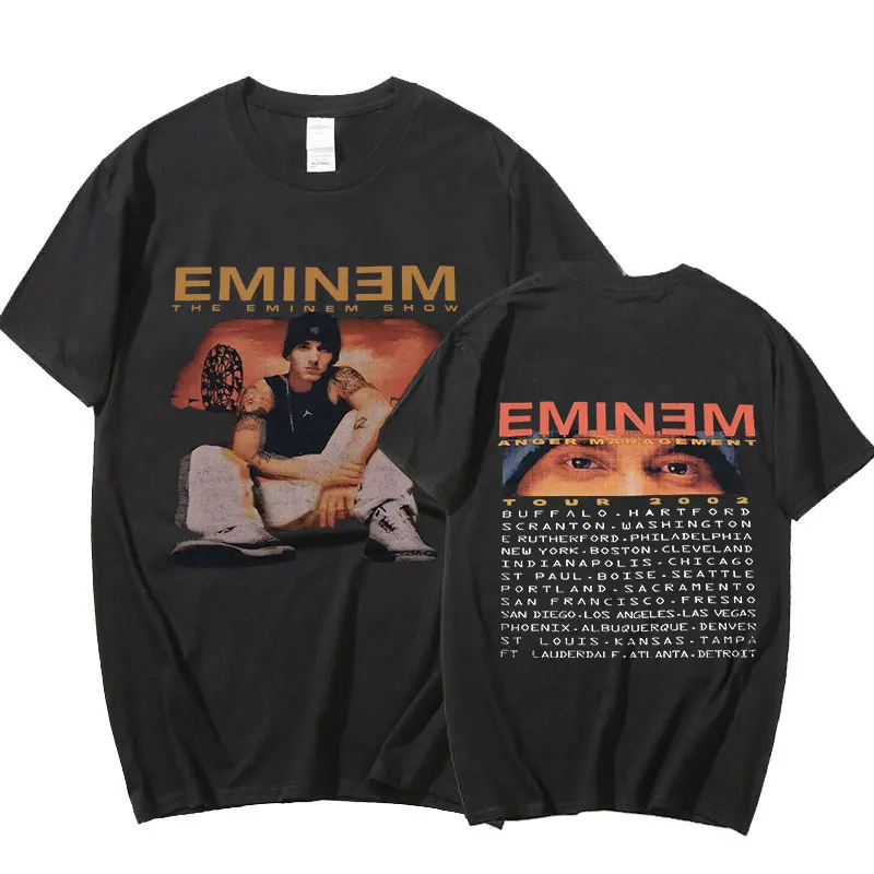 

Новинка 2022, футболка Eminem Anger Management Tour, винтажные смешные футболки в стиле Харадзюку, Мужская футболка большого размера с коротким рукавом, мо...