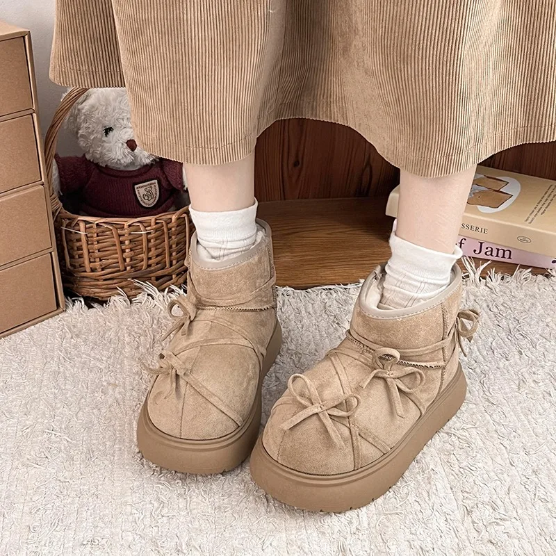 Женские модные новые короткие зимние ботинки до щиколотки замшевые плюшевые