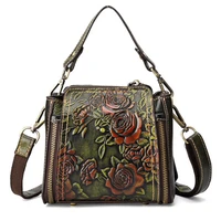 high quality ladies embossing cross body tote purse handbag floral women messenger shoulder top handle genuine leather bags