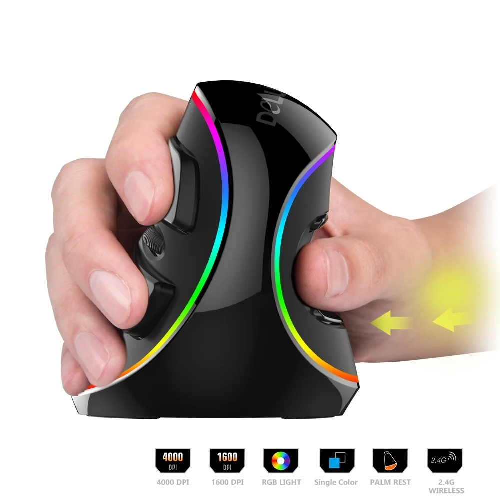 

Эргономичная Вертикальная игровая мышь M618 PLUS, 6 кнопок, 4000 DPI, RGB, проводная/беспроводная мышь для правой руки, для ПК, ноутбука, компьютера