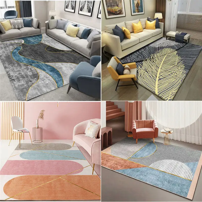 

Modern Style Geometric Pattern Home Carpet Washable Living Room Decorative Large Area Rug Soft Non-slip Bedroom Decor Floor Mat