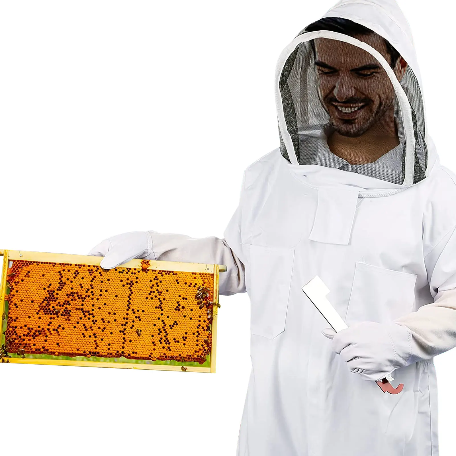 

Пчеловодческий костюм с полной защитой, профессиональная одежда для пчеловодства, дышащий пчеловодный костюм с капюшоном, легко носить, дл...