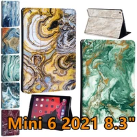 tablet case for ipad mini 6 8 3inch 2021 a2567a2568a2569 pu leather marble pattern stand cover ultra thin ipad mini 6 covers