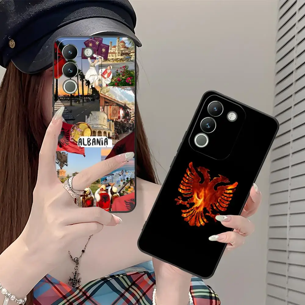 Фото Чехол для телефона с флагом Албании для VIVO V60 V50 V40 V30 V29 V27 V25 V23 Pro Lite 5G, мягкий противоударный чехол из ТПУ №2
