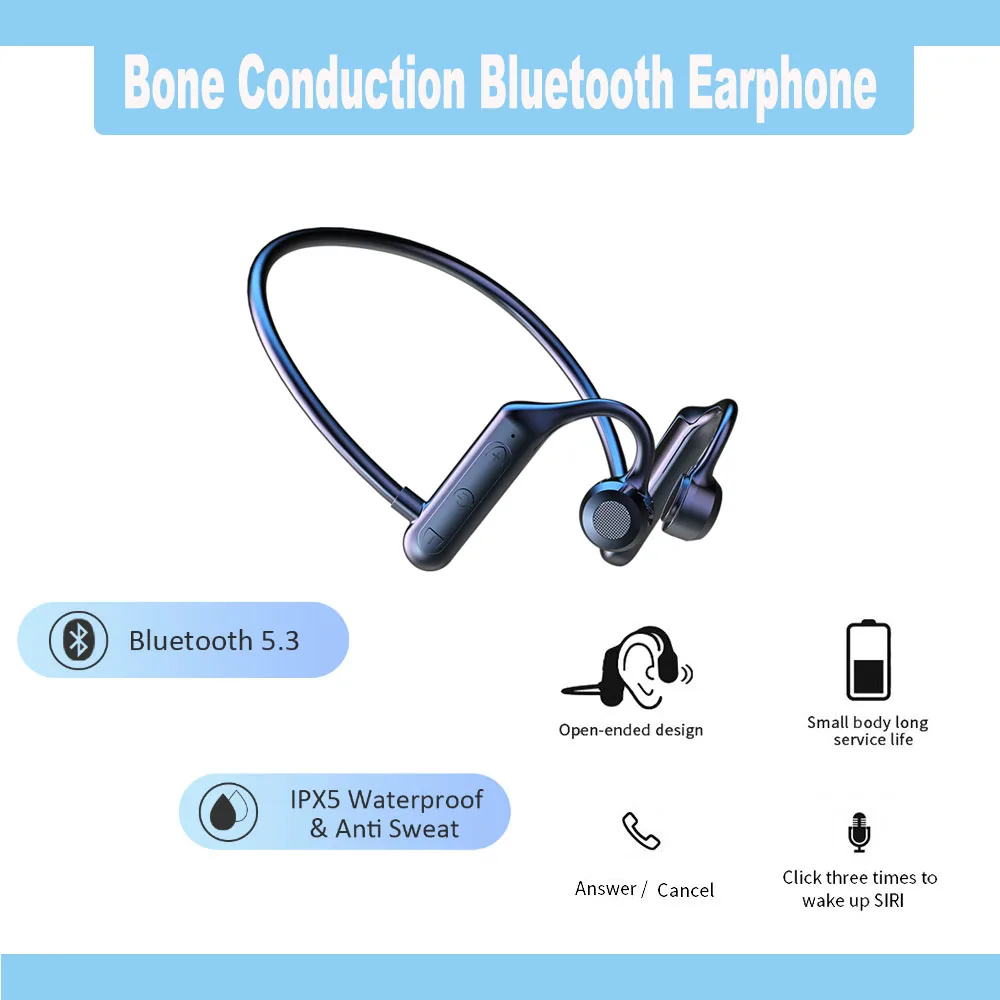 

Portable Hands-free Sport Earbuds Waterproof Wireless Headset With Microphone Audio Equipment Bone Conduction Earphone