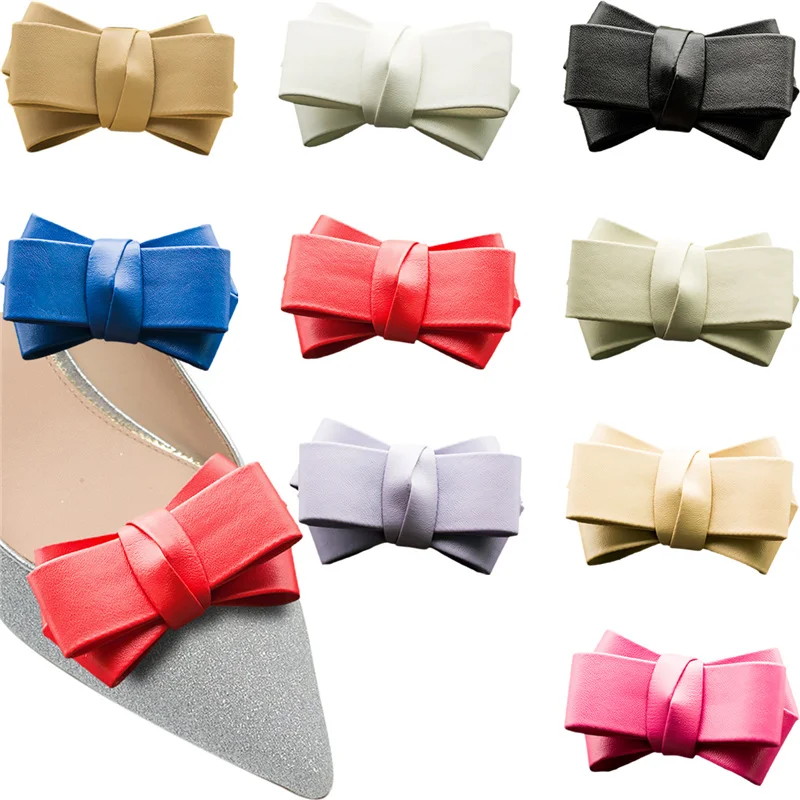 

1 Pair Bow Shoe Clips Matte Leather Pumps Decoration 3D Bow Shoe Flowers Women Shoe Embellishment Detachable Shoe Buckle for DIY