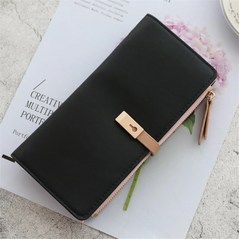 Long Women's Textured Solid Color Wallet Female Purses Tassel Coin Purse Card Holder Wallets Pu Leather Clutch Money Bag Purses
