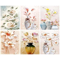 chenistory 5d diamond painting for adult kit flower mosaic full square drill diamond embroidery decorations picturefor home deco
