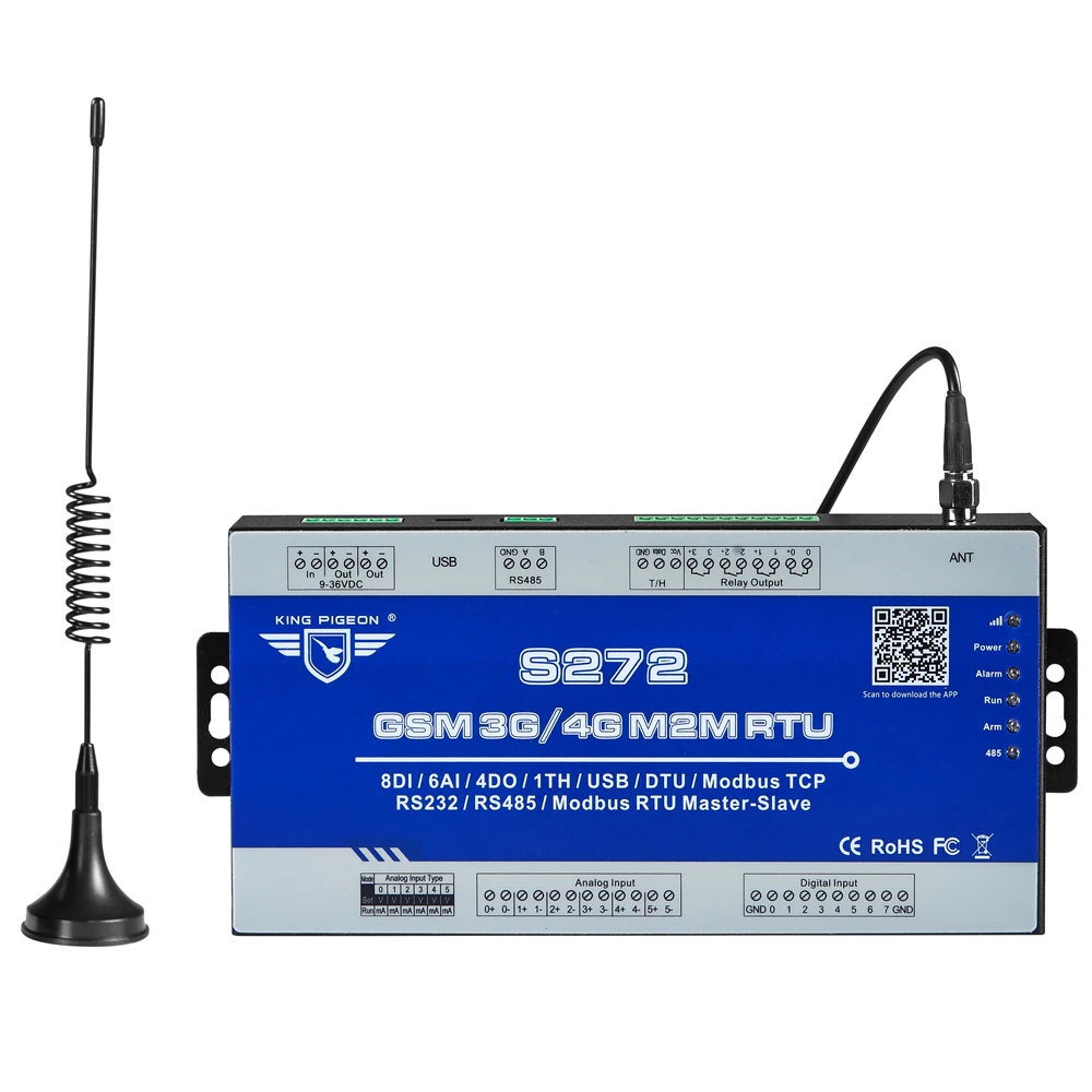 Контроллер GSM-сигнализации Modbus RTU Master Интеллектуальный ПЛК поддерживает SMS-уведомления APP 8DIN 6AIN 4Relay IoT Gateway Контроллер GSM-сигнализации Modbus RTU Master Интеллектуальный ПЛК поддерживает SMS-уведомления APP 8DIN 6AIN 4Relay IoT Gateway