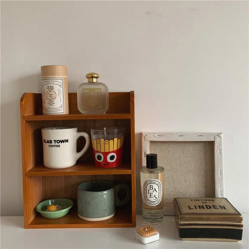 

3-Tier Storage Wooden Desktop Box Desk Shelf Storage Shelf Solid Wood Cabinet Tabletop Cupboard Kitchen Storage Cabinet