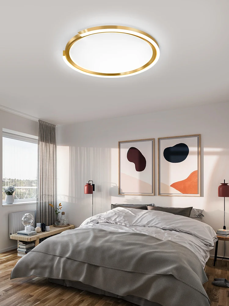 Спальня ультратонкая потолочная фотолампа современная простая круглая теплая