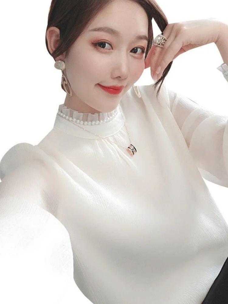 Шифоновая рубашка Fairy на флисовой подкладке женская осенне-зимняя новинка с