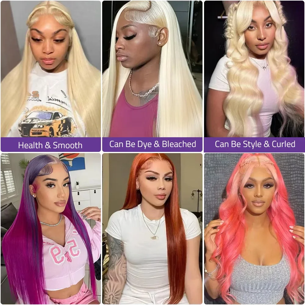 Блондинка Bone Straight 13x6 HD Парик из натуральных волос на кружеве 613 Медовый цвет