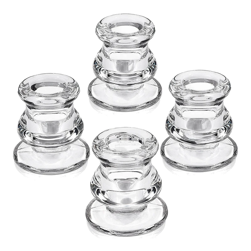 

Candlestick Holders Set Of 4 - Taper Candle Holders For Table Centerpiece Glass Candle Holders For Candlesticks, Wedding