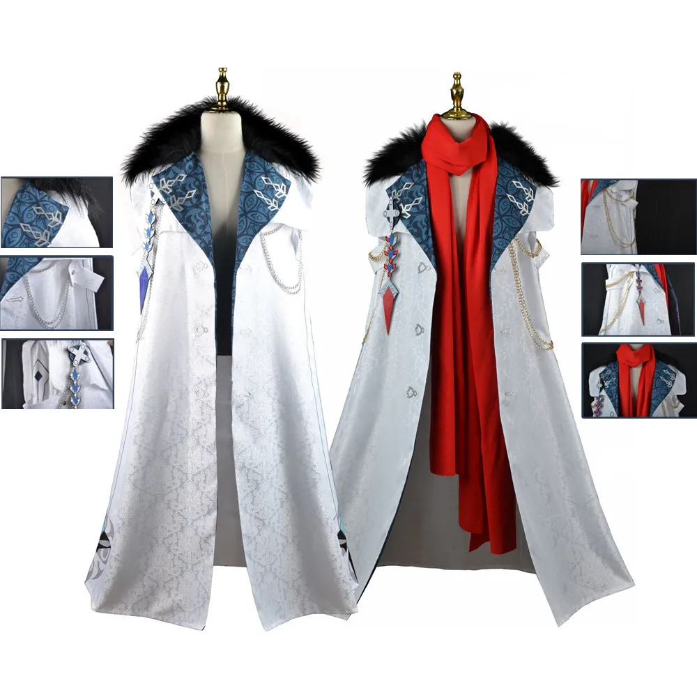 

Костюм для косплея аниме «тартаглия» Genshin Impact, красный шарф, Длинная накидка, пальто для мужчин и женщин, для вечевечерние НКИ на Хэллоуин