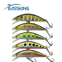 bassking minnow fishing lure 46mm3 6g 54mm4 7g 3d eyes mini wobbler artificial plastic hard bait fishing tackle for bass trout