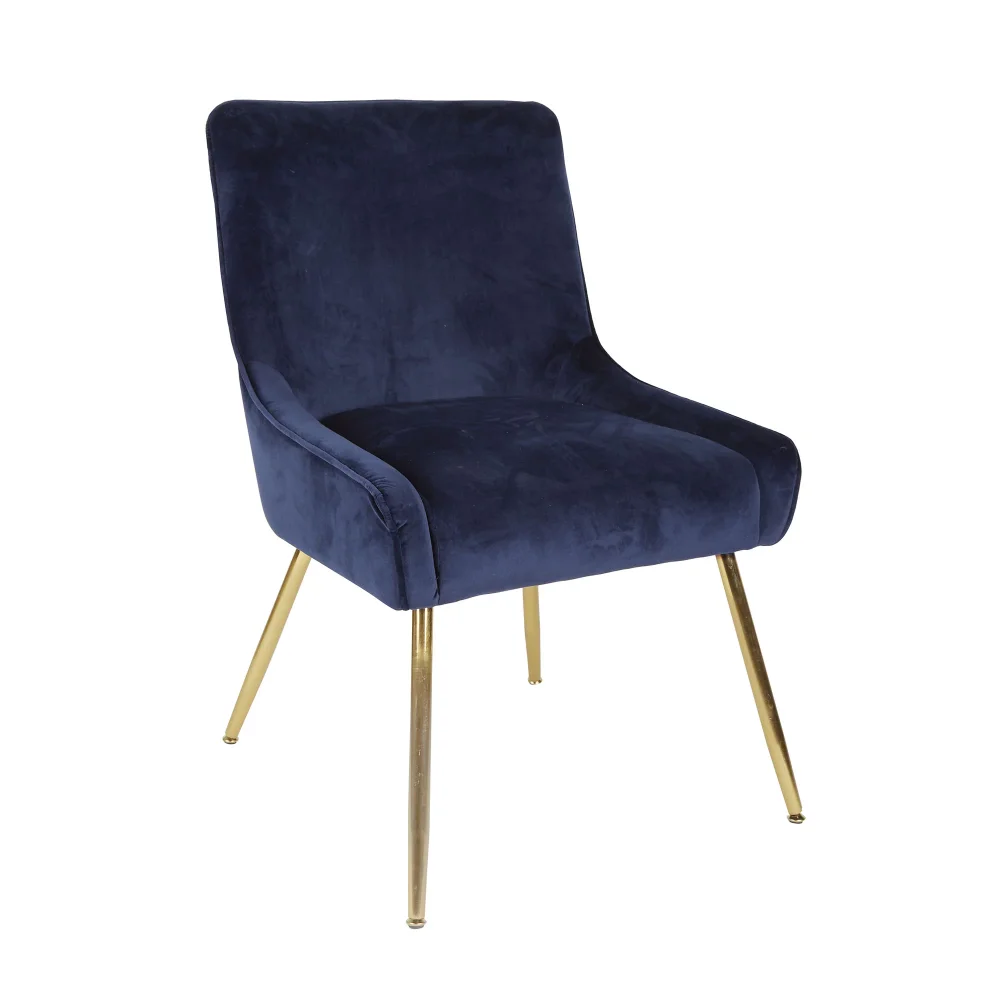 

Silverwood Modern Gold and Blue Velvet Cushioned Dining Chair