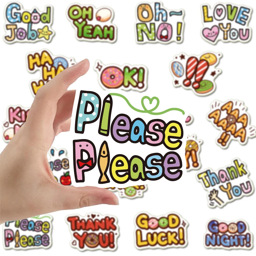 103050pcs cute cartoon motivational phrases sticker laptop phone guitar bike office study room graffiti sticker decal kids toy free global shipping