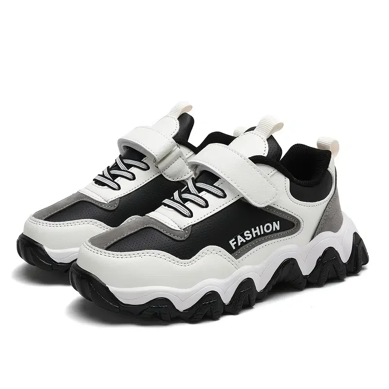 Boys Basketball Shoes Lace-up Hook And Loop Design Wear-resistant And Shock-absorbing Suitable For Outdoor Sports