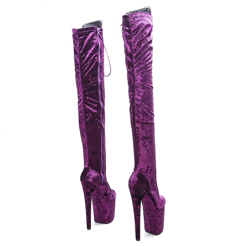 Leecabe  20CM/8inches Pole dancing shoes High Heel over knee closed toe Pole Dance boots