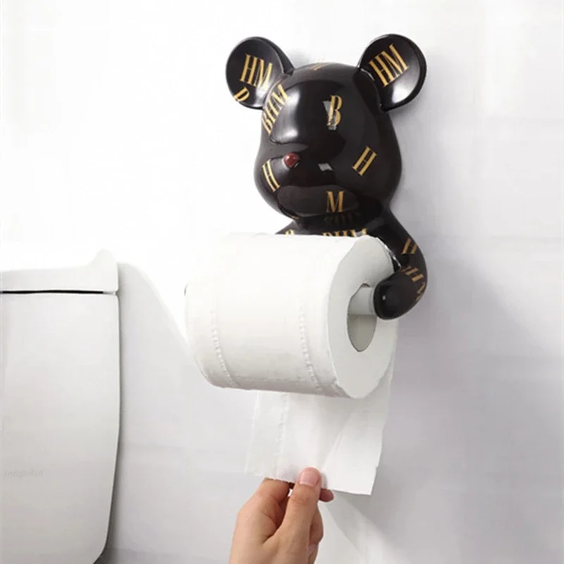 

Nordic Resin Bear Toilet Paper Holder Towel Tissue Holder Wall Mount Holders Animal Tissue Box Modern Bathroom Decor Accessories