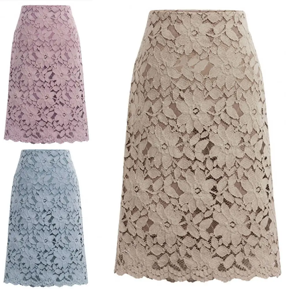 

A-line Skirt Solid Color Bodycon Skirt Lace A-line Bodycon Skirt