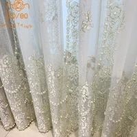 french romantic girl lace opaque pearl embroidered lace white screen curtains for living room bedroom partition decoration