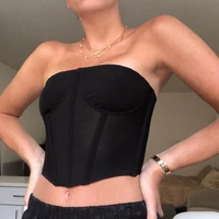2022 new summer all match one word collar corset breast cup wrap chest top sleeveless sexy navel hot girl vest female