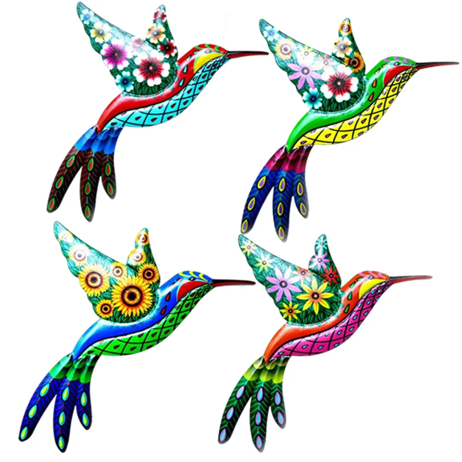 

Metal Hummingbird Wall Art Ornament Hanging Inspirational Sculpture 3D Birds for Indoor Outdoor Home Living Room Exterior Decor