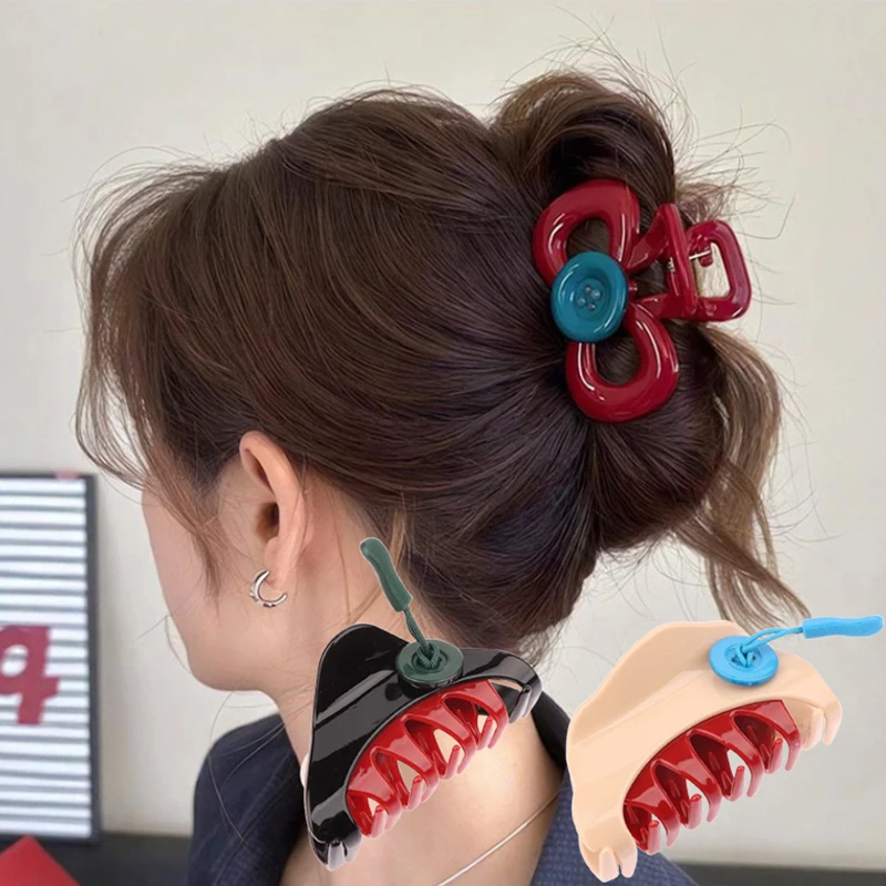 Винтажный винно-красный бант на пуговицах зажим для волос женская заколка