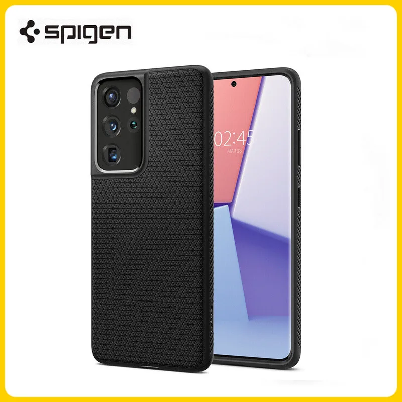 

Original Spigen For Samsung Galaxy S21 Ultra (6.8") Liquid Air TPU Soft Silicone Phone Case Mil-Grade Certified Shockproof Cover