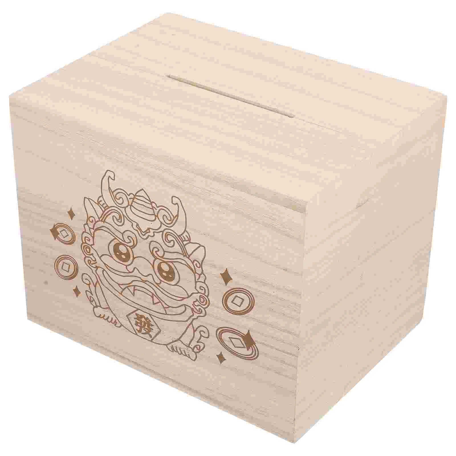

Chinese Style Piggy Bank Money Case Only Save Wooden Saving Pot Treasure Box