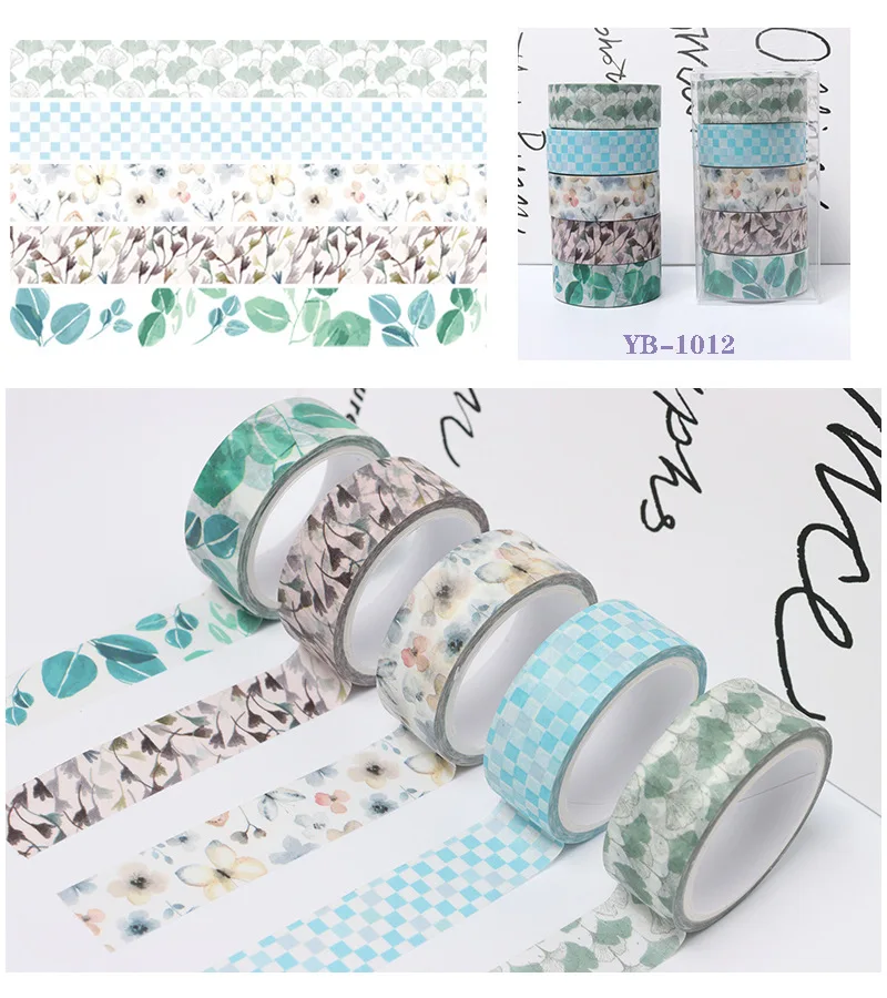 

5 рулонов декоративных лент васи цветочный стиль