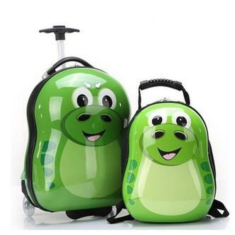 Cartoon Trolley Bag on Wheels  Kid's Travel Trolley Luggage Suitcase Kid Wheeled Travel Case Children Rolling Case with Backpack