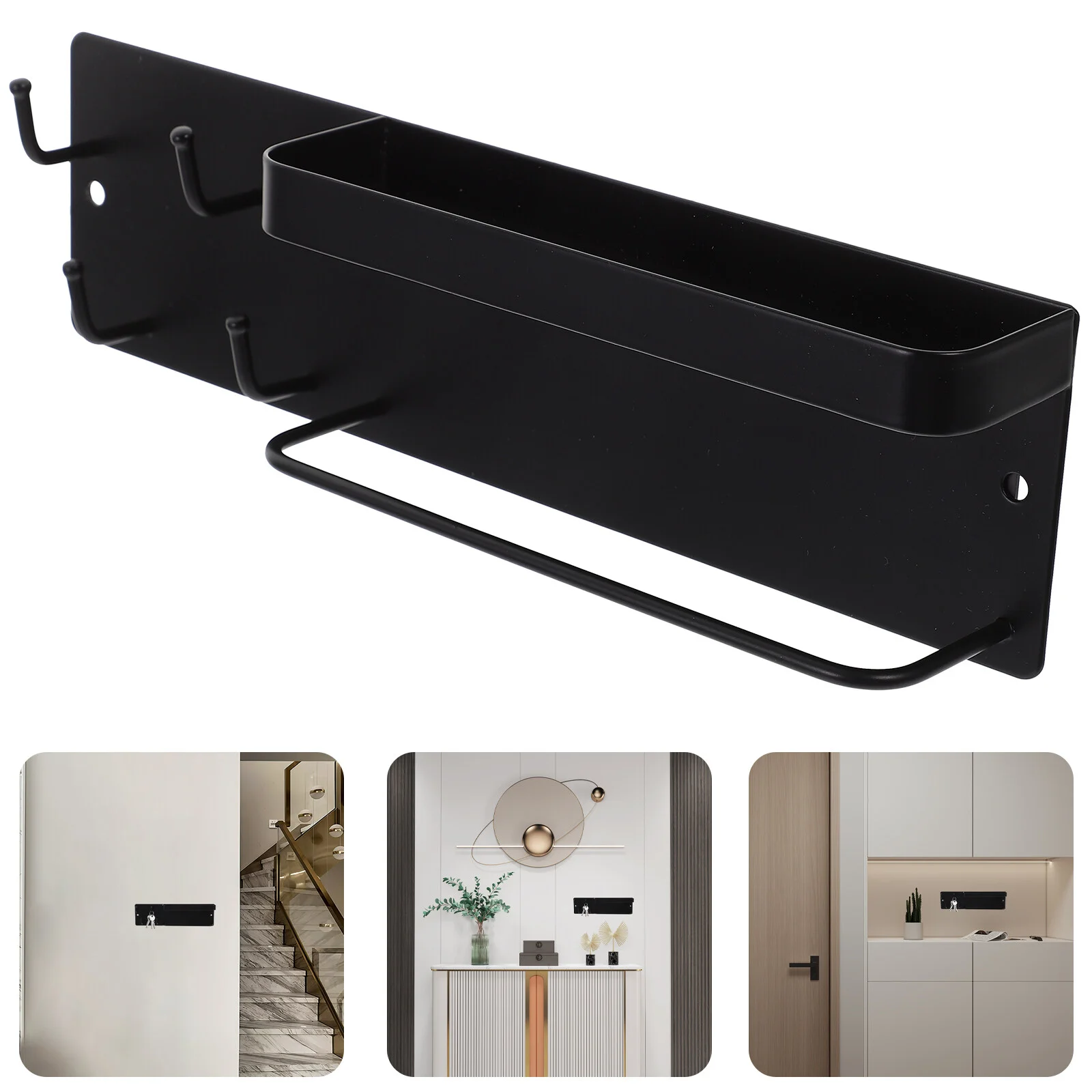 

Storage Box Wall Jewelry Organizer Hanging Key Holder Carbon Steel Earring Black Necklace