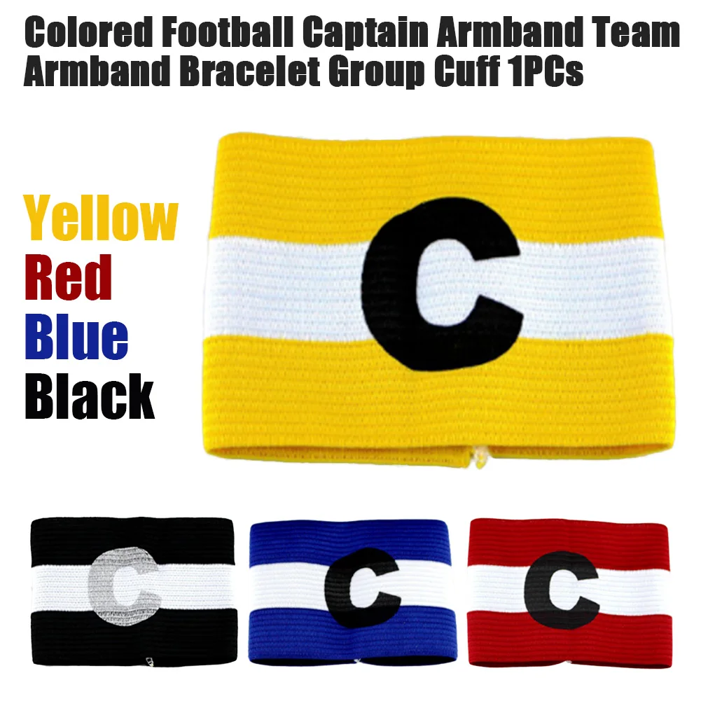 1Pcs Colored Football Captain Armband Nylon Adjustable Soccer Arm Band Leader Match Football Armband Bracelet Group Cuff