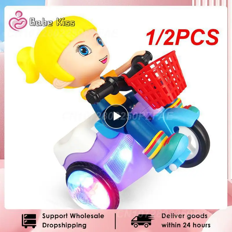 

1/2PCS Music Stunt Cool Tricycle Car 360 Degree Rotate Luminous Motorcycle Baby Toys Easy to Use Best Christmas Gift for