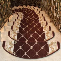 10/14pcs European Stairs Carpet Set Self-adhesive Stair Tread Mats Luxury Velvet Doormat Rug Carpet Mat for Home Hotel Decor