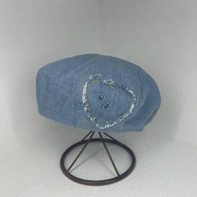 2022 модные дизайнерские береты с пуговицами в форме сердца для женщин хлопковая