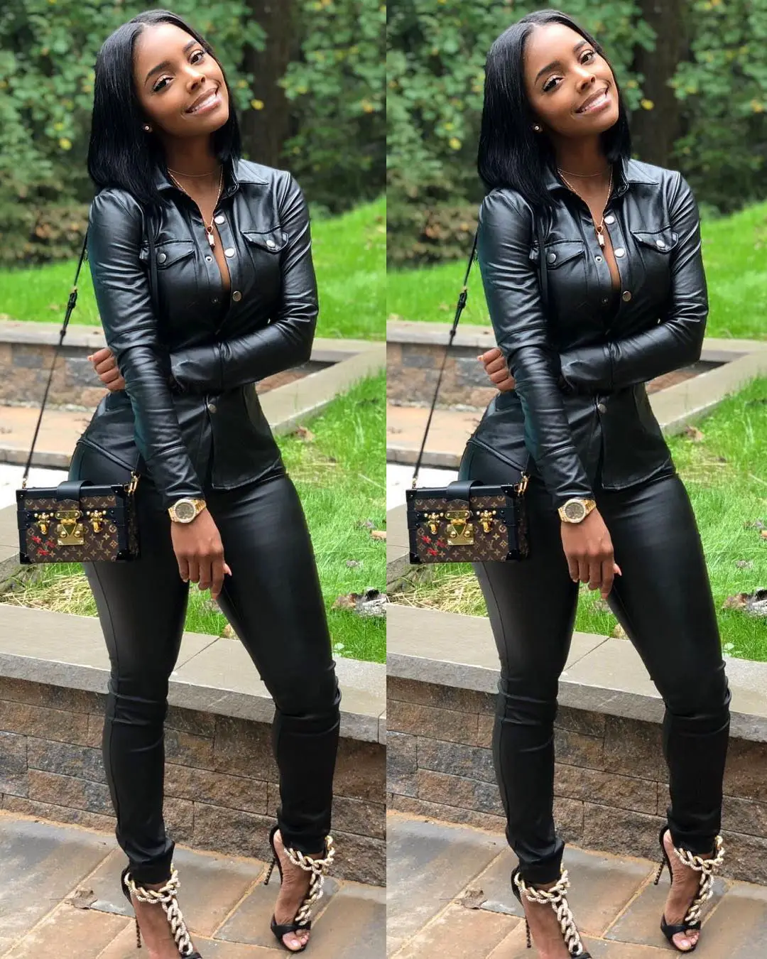 Зимний женский костюм из искусственной кожи и брюк-карандаш 5 цветов