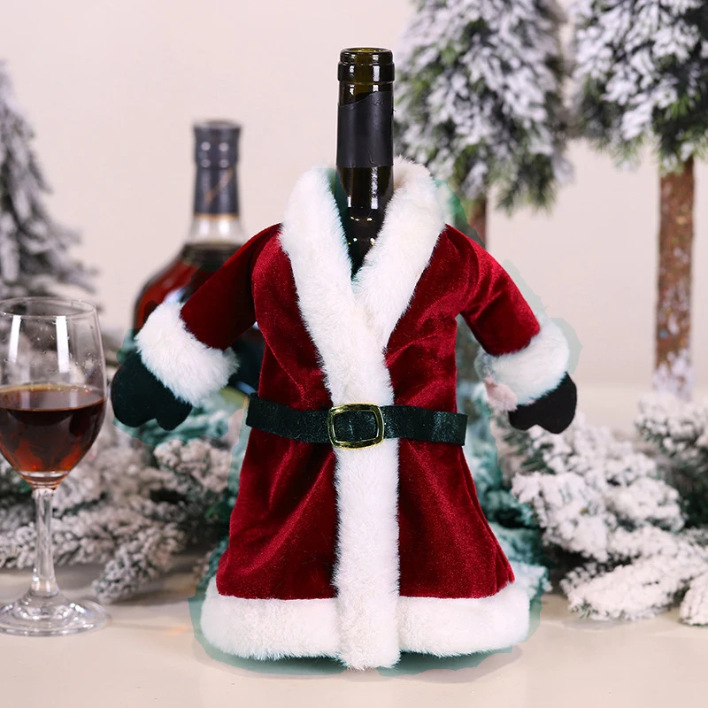 Рождественская крышка для бутылки вина, Рождественский декор, праздничная крышка для бутылки шампанского Санта-Клауса, Рождественское новогоднее рождественское украшение