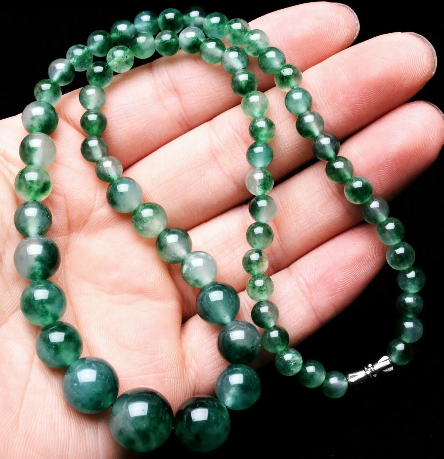 New 6-14mm Natural Clear Aquatic agate Quartz Necklace Gemstone Crystal AAAA