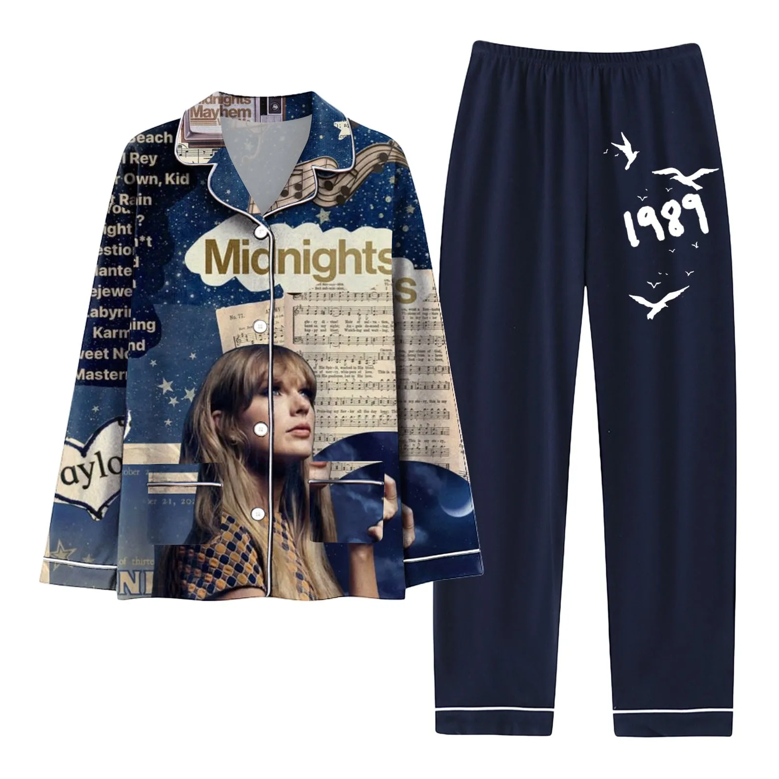 

Новинка 2023 г., комплект с брюками Taylor Swift, осенне-зимняя пижама с принтом, подходящий набор, подарок для фанатов