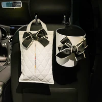 car tissue box temperament bow high end car ins nordic seat back hanging leather tissue bag for car car accessories